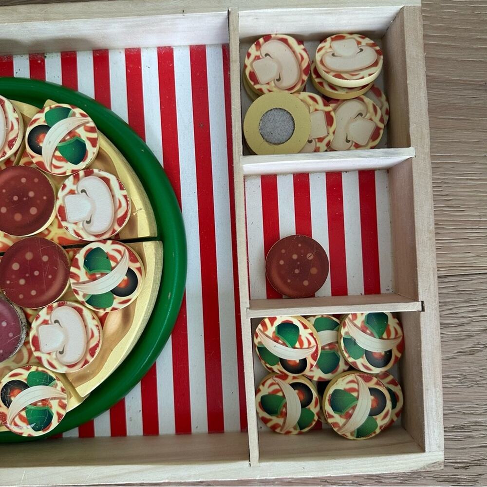 Melissa & Doug Wooden Play Pizza Set with Toppings - Multi Color - Picture 3 of 3